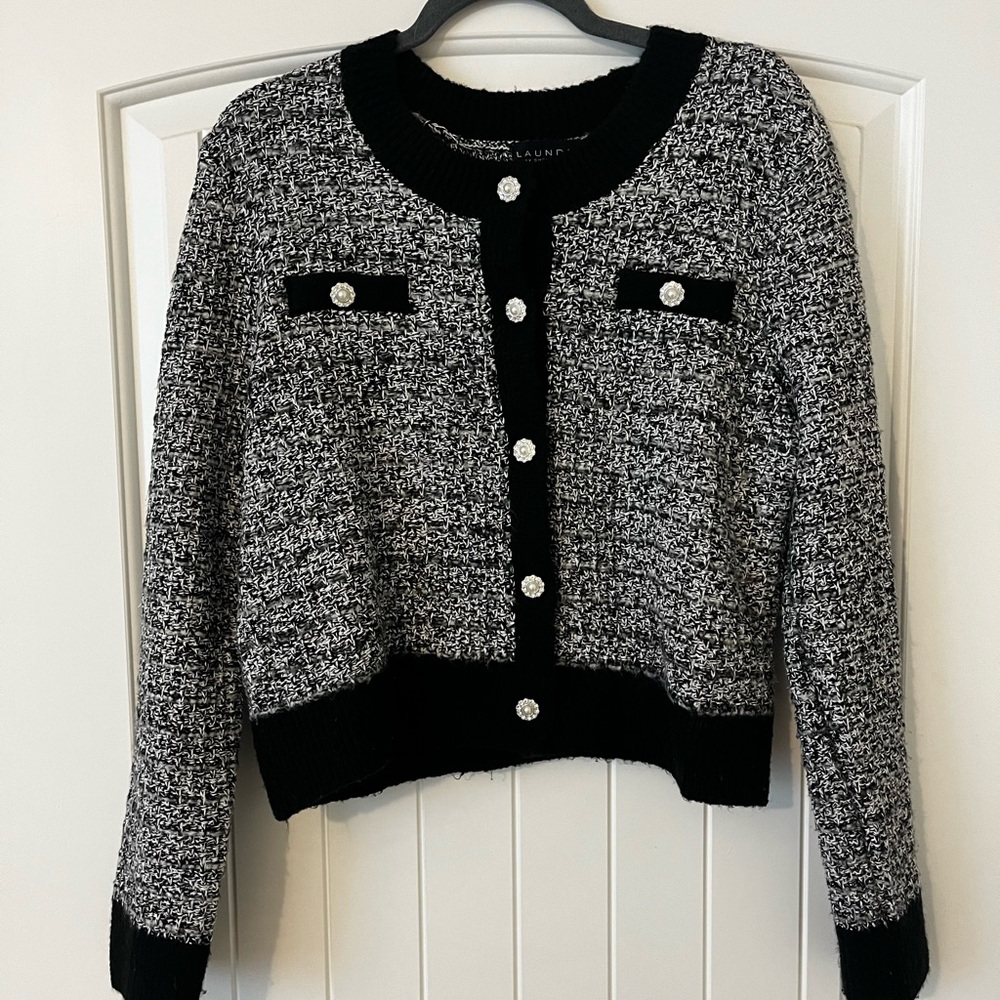 Laundry By Shelli Segal Black and White Cardigan